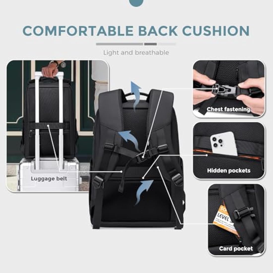 FENRUIEN 15.6" Business Laptop Backpack | 1800D Water-Resistant USB Bag