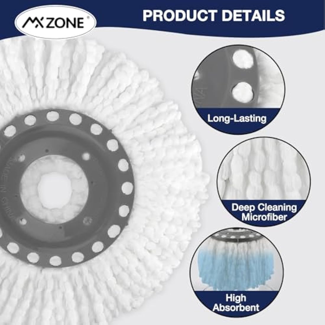 Jolof Store Microfibre Spin Mop Refills – 3 Pack Round Replacement Heads