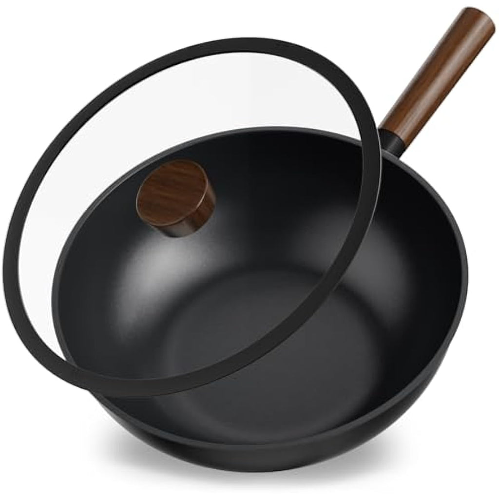 Jobin 28cm Non-Stick Aluminium Wok with Lid | Induction Stir-Fry Pan