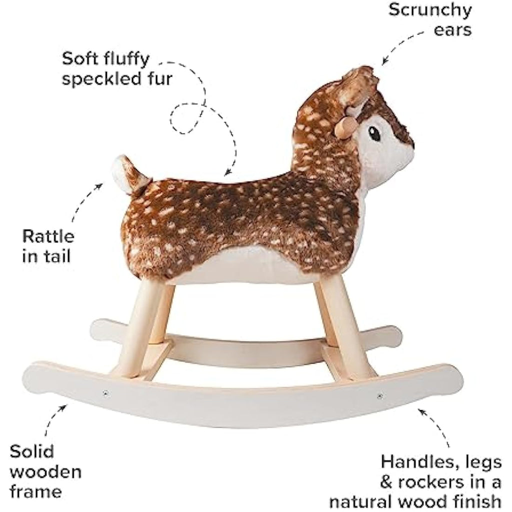 Little Bird Told Me Willow Deer Rocking Toy | Plush & Wood Rocker