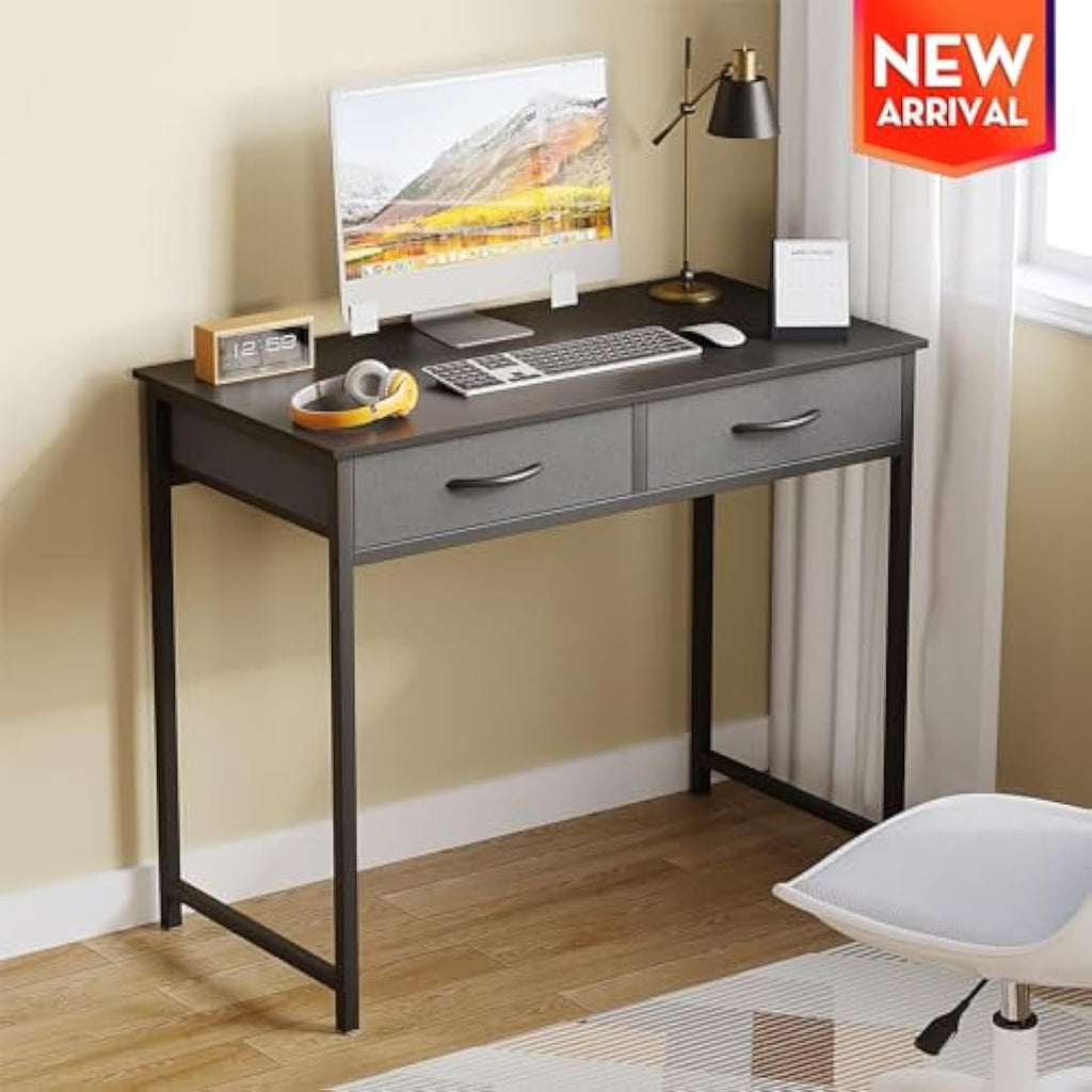 WOHOMO 31.5" Small Computer Desk with Drawers | Black Vanity Table