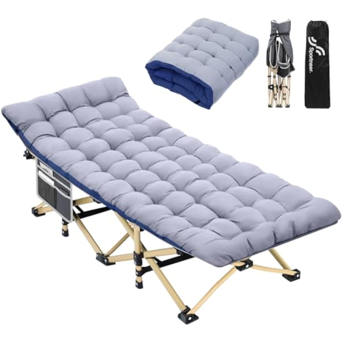 Sportneer Camping Bed with Mattress – 450lbs Heavy Duty Portable Cot