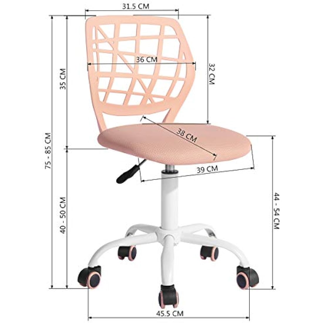 FurnitureR Ergonomic Mesh Office Chair – Swivel Desk Chair, Light Pink