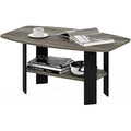 Furinno Simple Design Coffee Table | French Oak & Black Side Table