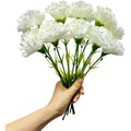 Jolof Store 10 Stem Artificial Silk Carnations | UV Resistant White Flowers