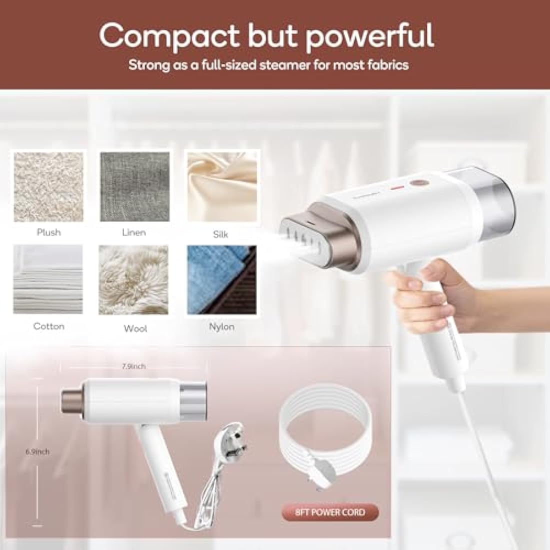 Newbealer Handheld Clothes Steamer - 1200W Portable Travel Garment Steamer