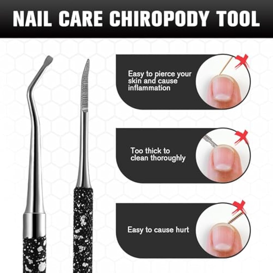 FERYES Ingrown Toenail Tool Kit - Stainless Steel Lifter and File Set