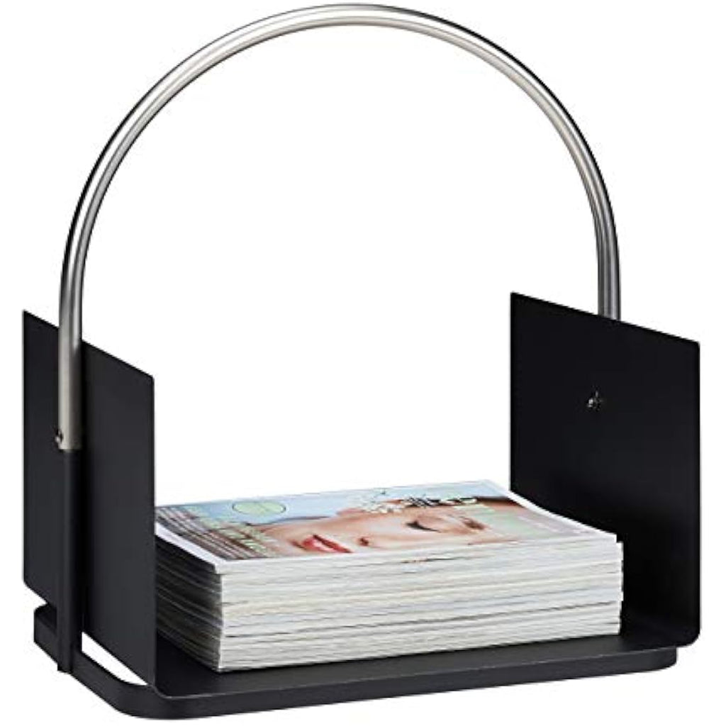 Relaxdays Metal Firewood Basket | Indoor Wood Carrier with Handle, Black