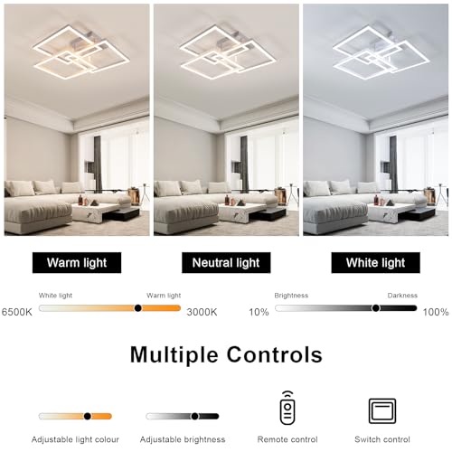 DELIPOP 40W Modern LED Ceiling Light – Dimmable Square Acrylic Lamp