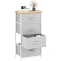DWVO 4 Fabric Drawer Chest – Steel Frame Bedroom Dresser, Light Grey