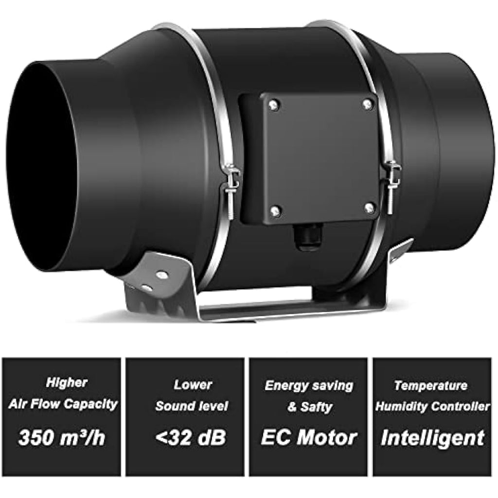 Aygrochy 4 Inch WiFi Inline Duct Fan | Smart EC Motor Grow Tent Fan