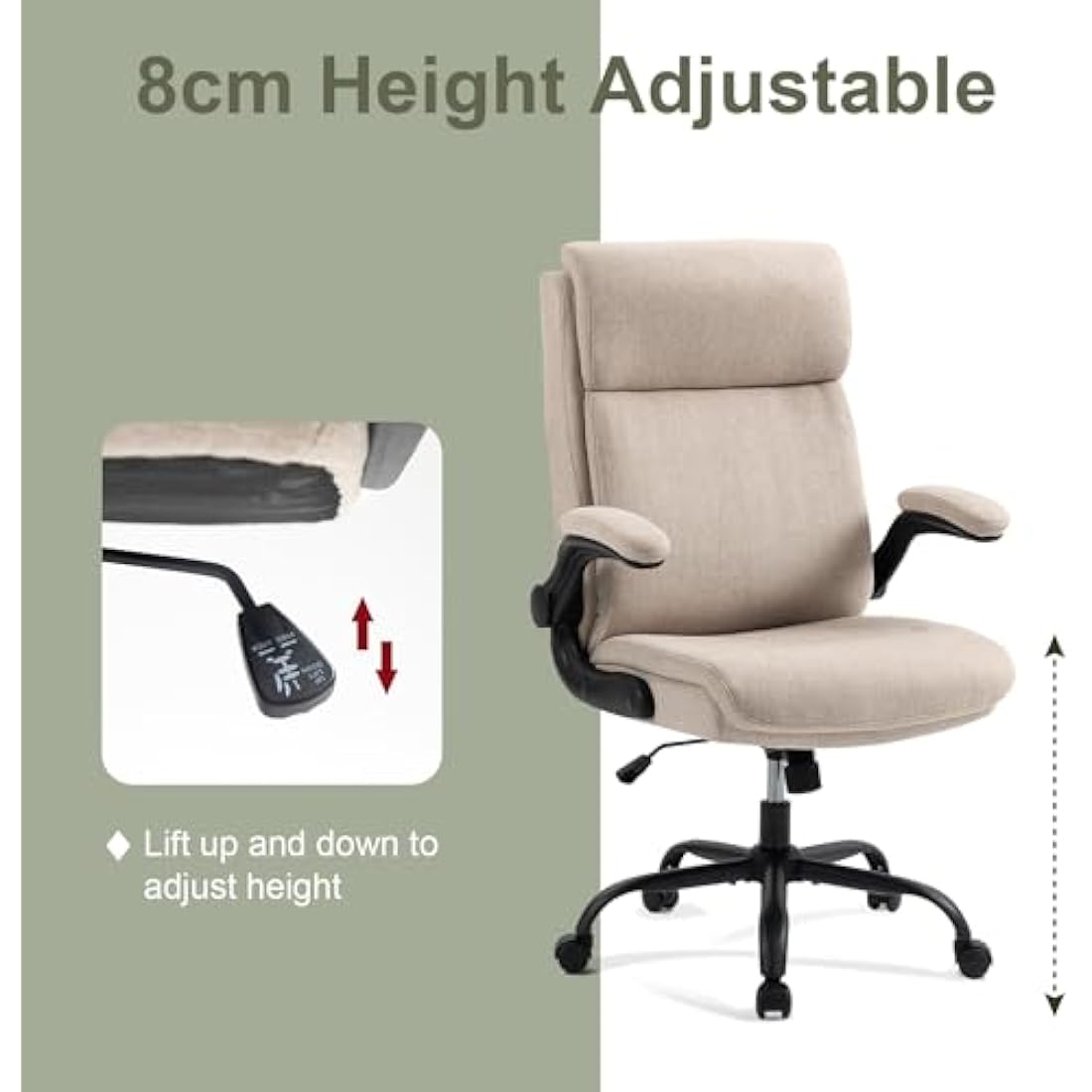 CASTLOVE Ergonomic Office Chair – High Back Fabric Desk Chair with Flip-Up Arms