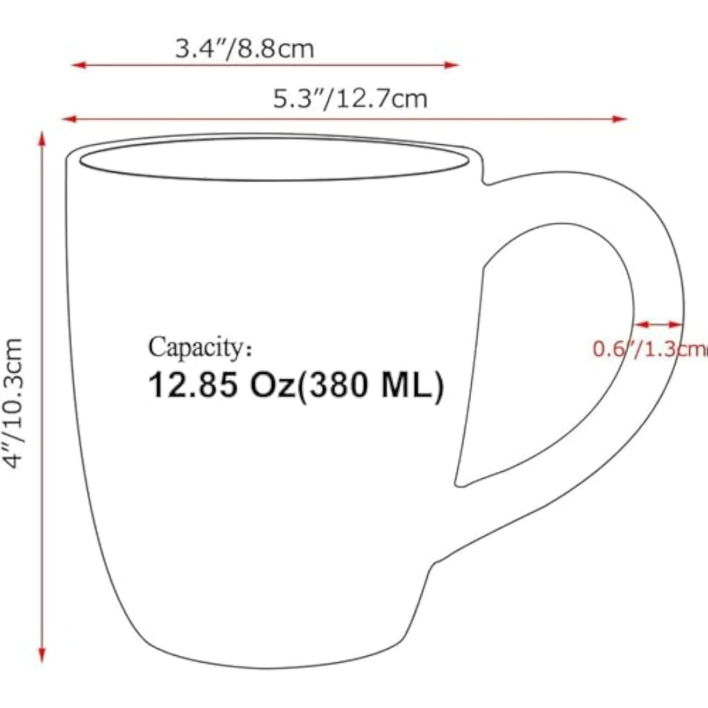 Hoikwo Bone China Coffee Mugs Set of 6 – 13oz White Embossed Cups