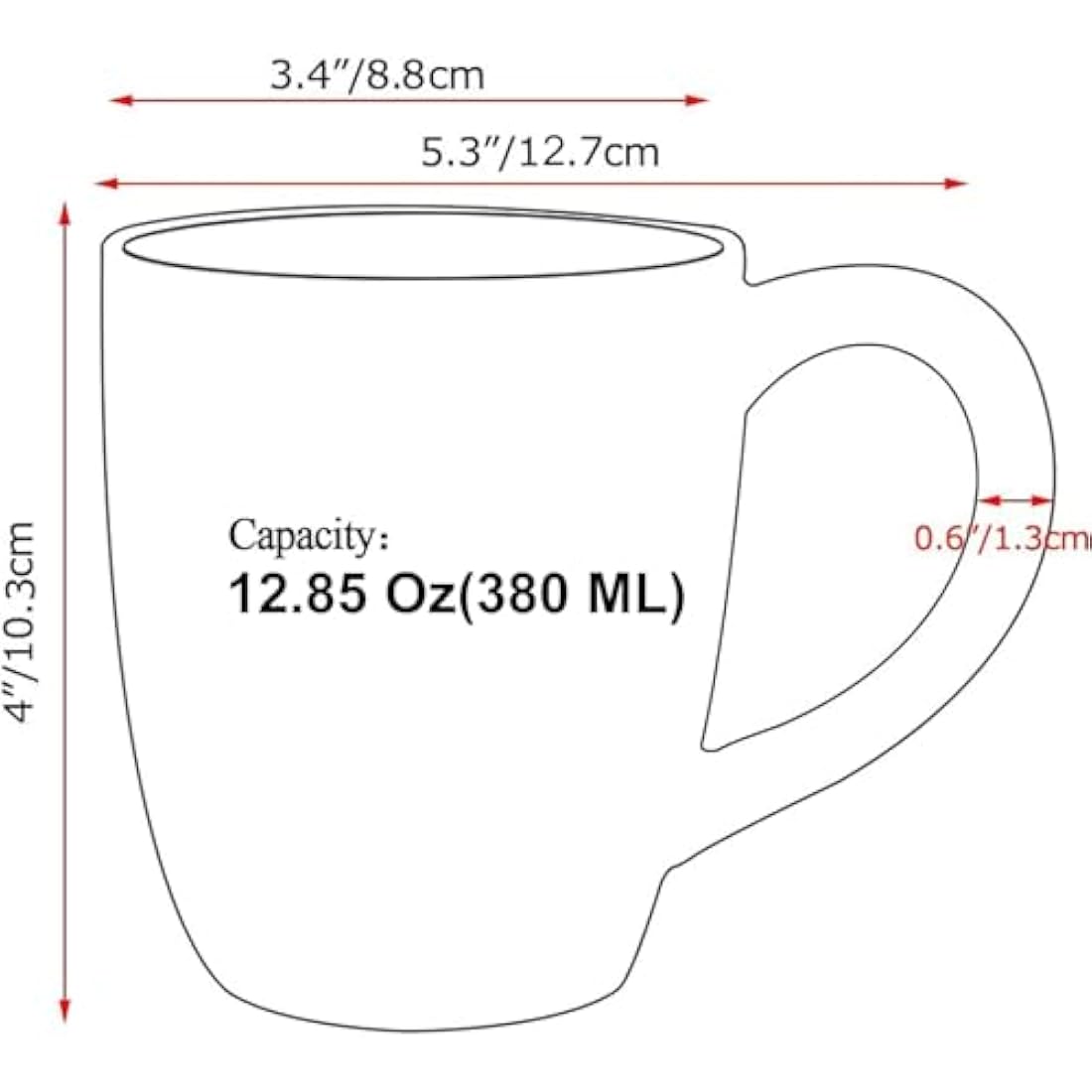 Hoikwo Bone China Coffee Mugs Set of 6 – 13oz White Embossed Cups