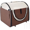 Pawhut Folding Soft Pet Crate – Portable Dog & Cat Travel Carrier, Brown