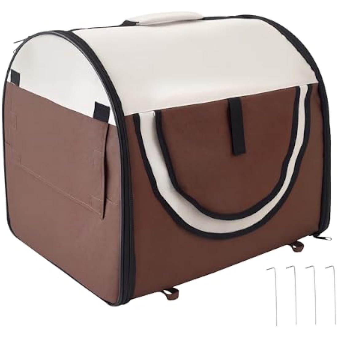 Pawhut Folding Soft Pet Crate – Portable Dog & Cat Travel Carrier, Brown