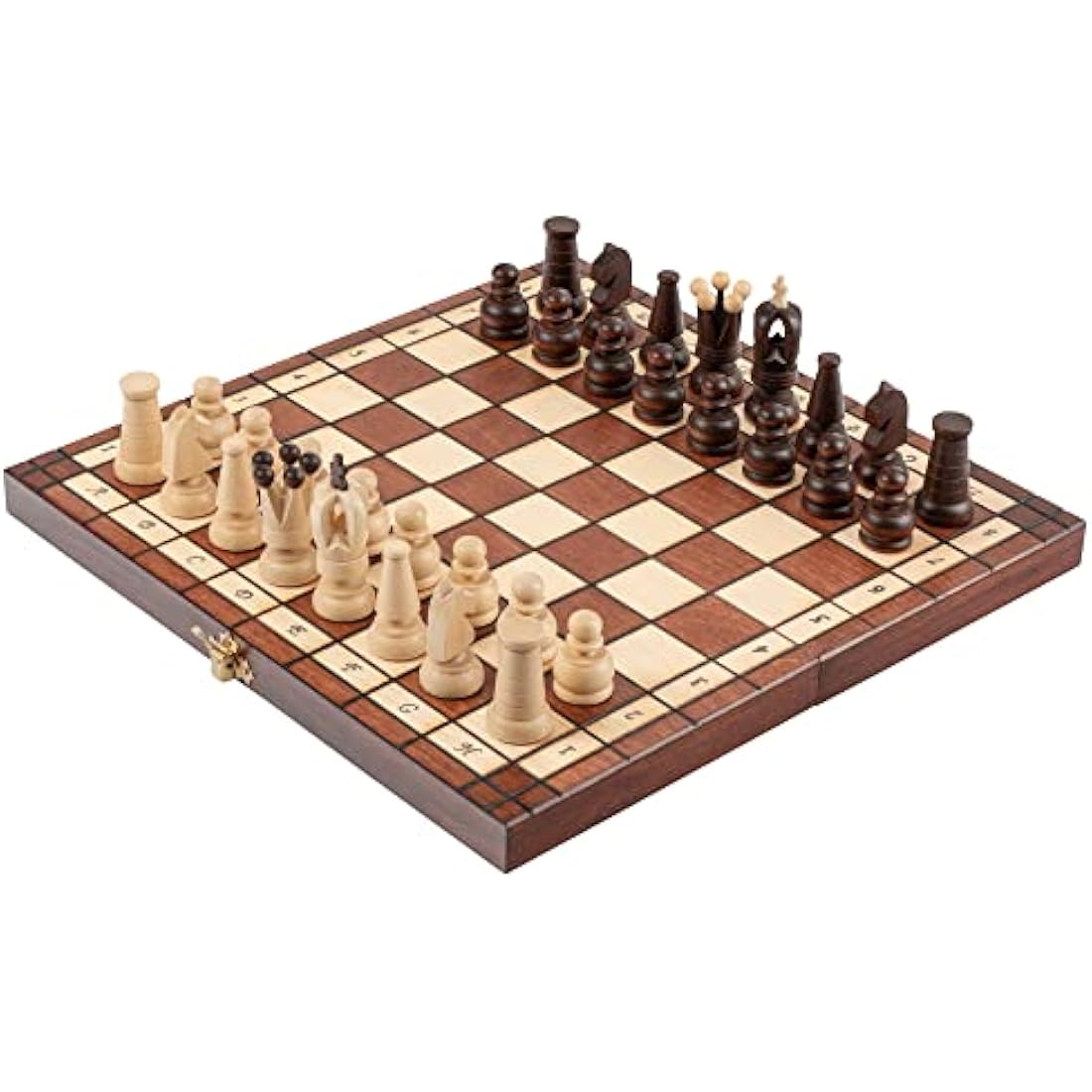 Handmade Wooden Chess and Checkers Set | Portable 31cm Board