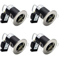 HiBay Fire Rated GU10 Recessed Downlights - Brushed Chrome Spotlights 4-Pack