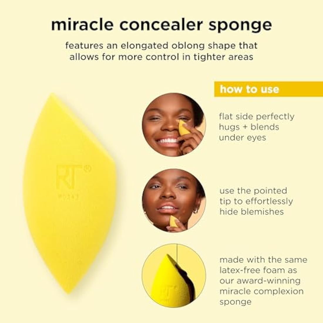 Real Techniques Miracle Concealer Sponge – Latex-Free Makeup Blender