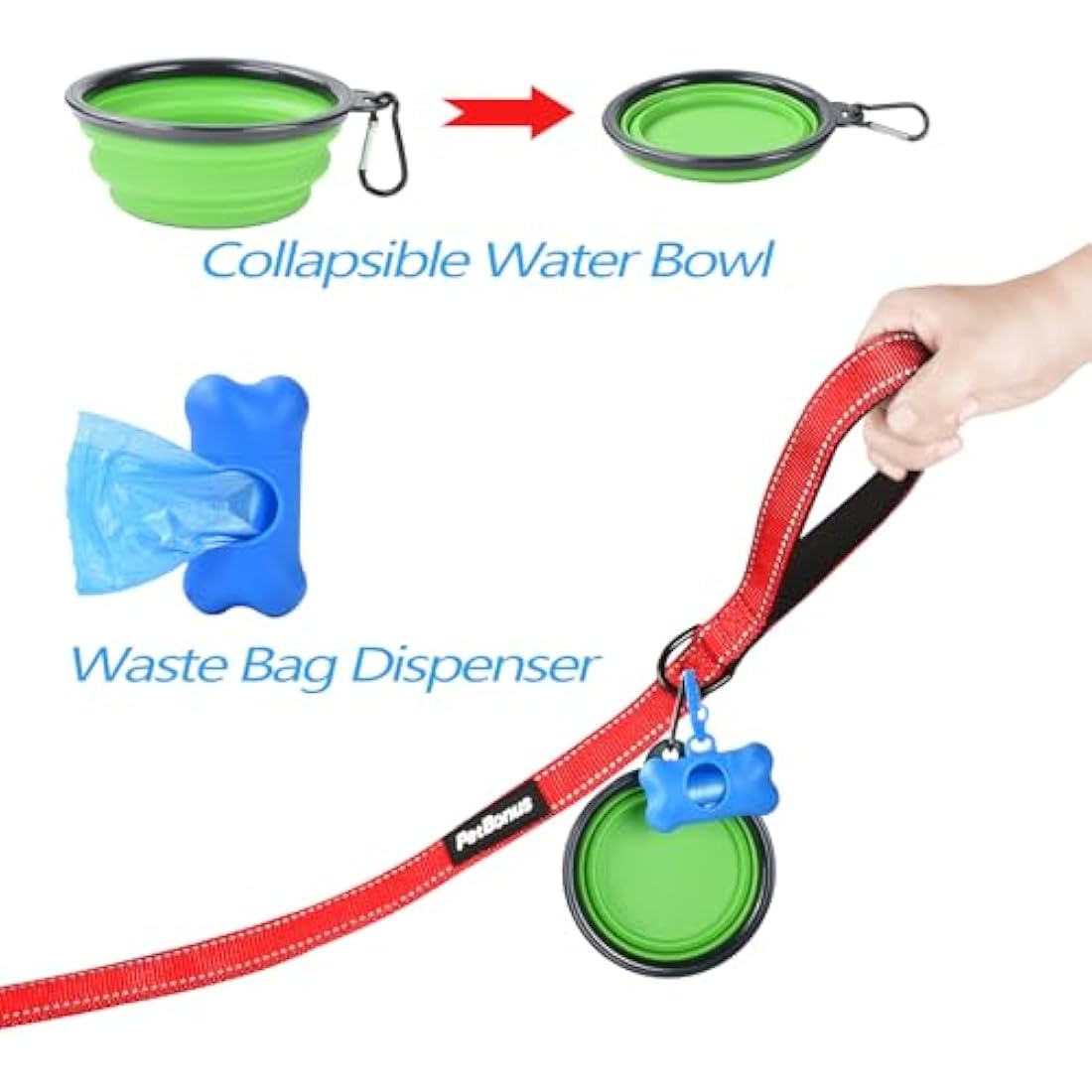 PetBonus Double Dog Leash | No Tangle Reflective Dual Lead with 4 Handles