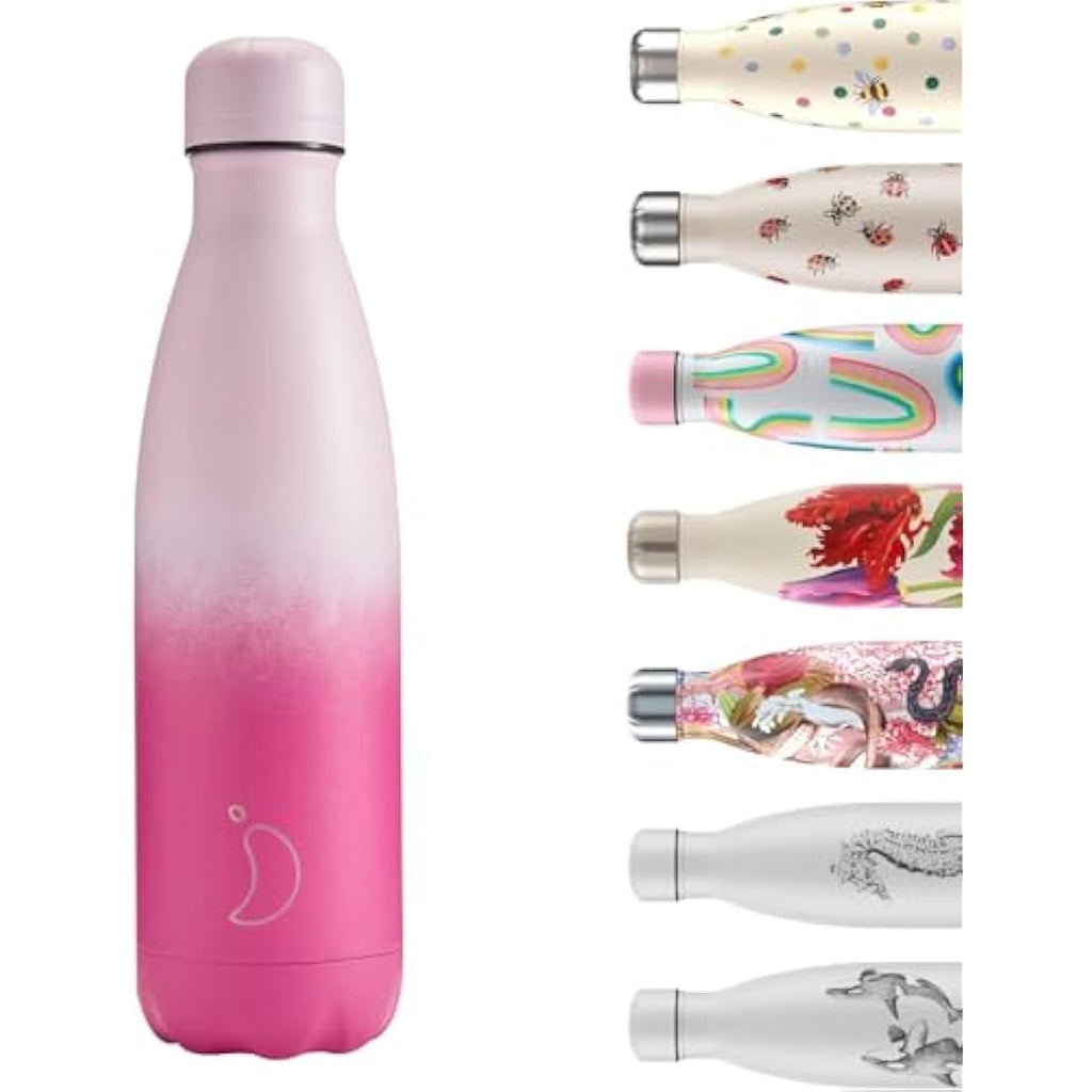 Chilly's Insulated Water Bottle – 500ml Stainless Steel – Rose Blush