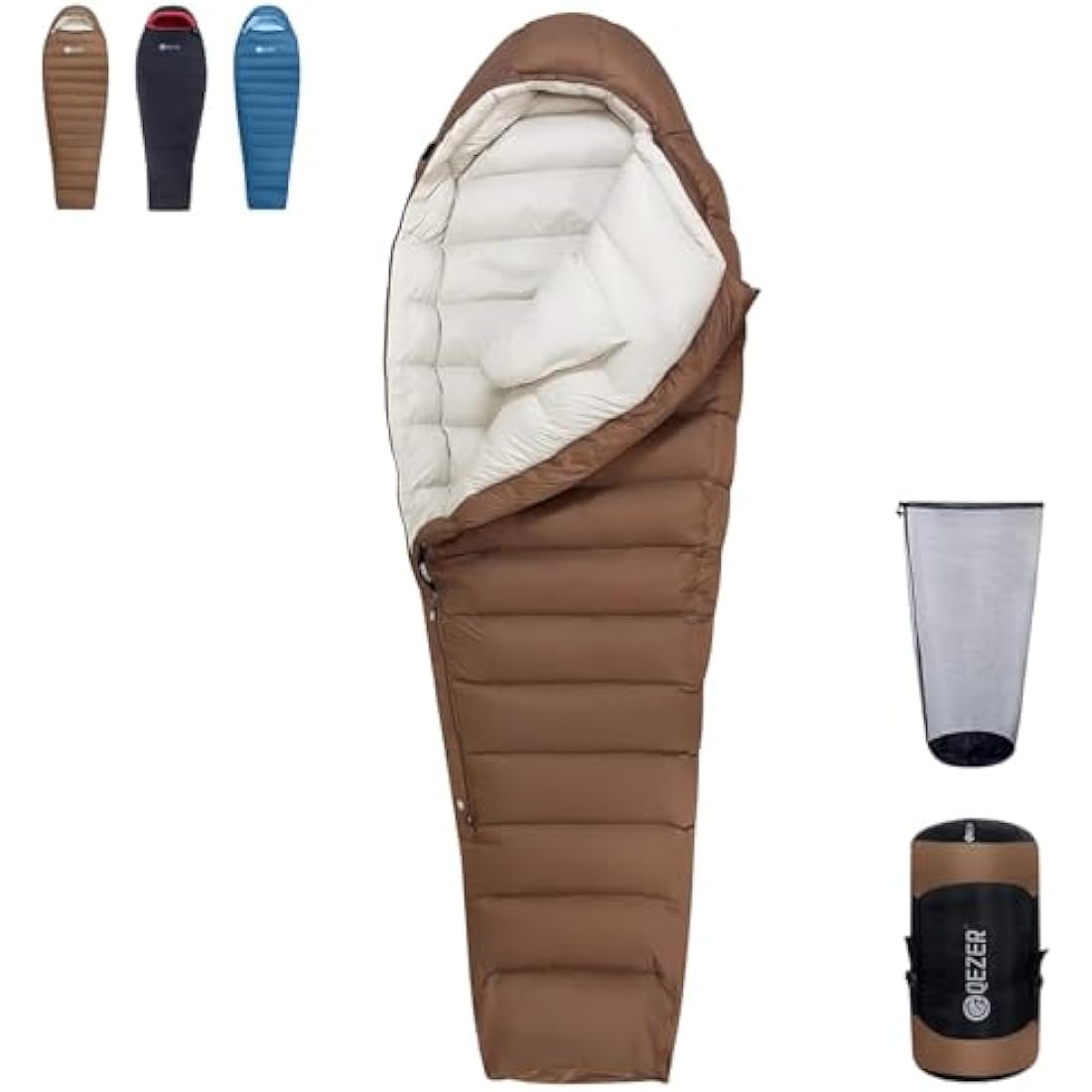 QEZER Winter Down Sleeping Bag – 660FP Duck Down Cold Weather Gear