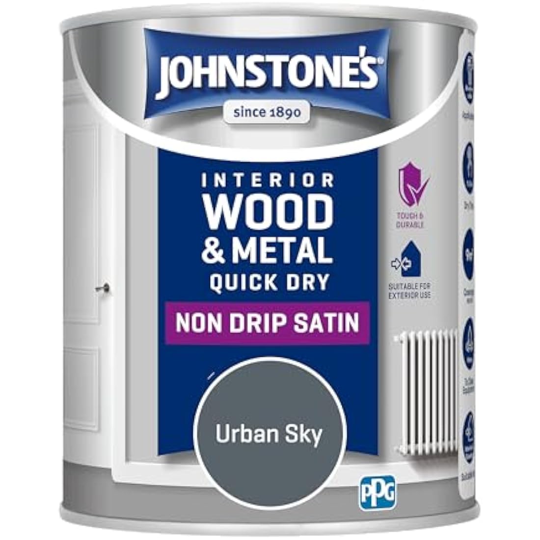 Johnstone's Quick Dry Satin Wood & Metal Paint – Urban Sky – 750ml
