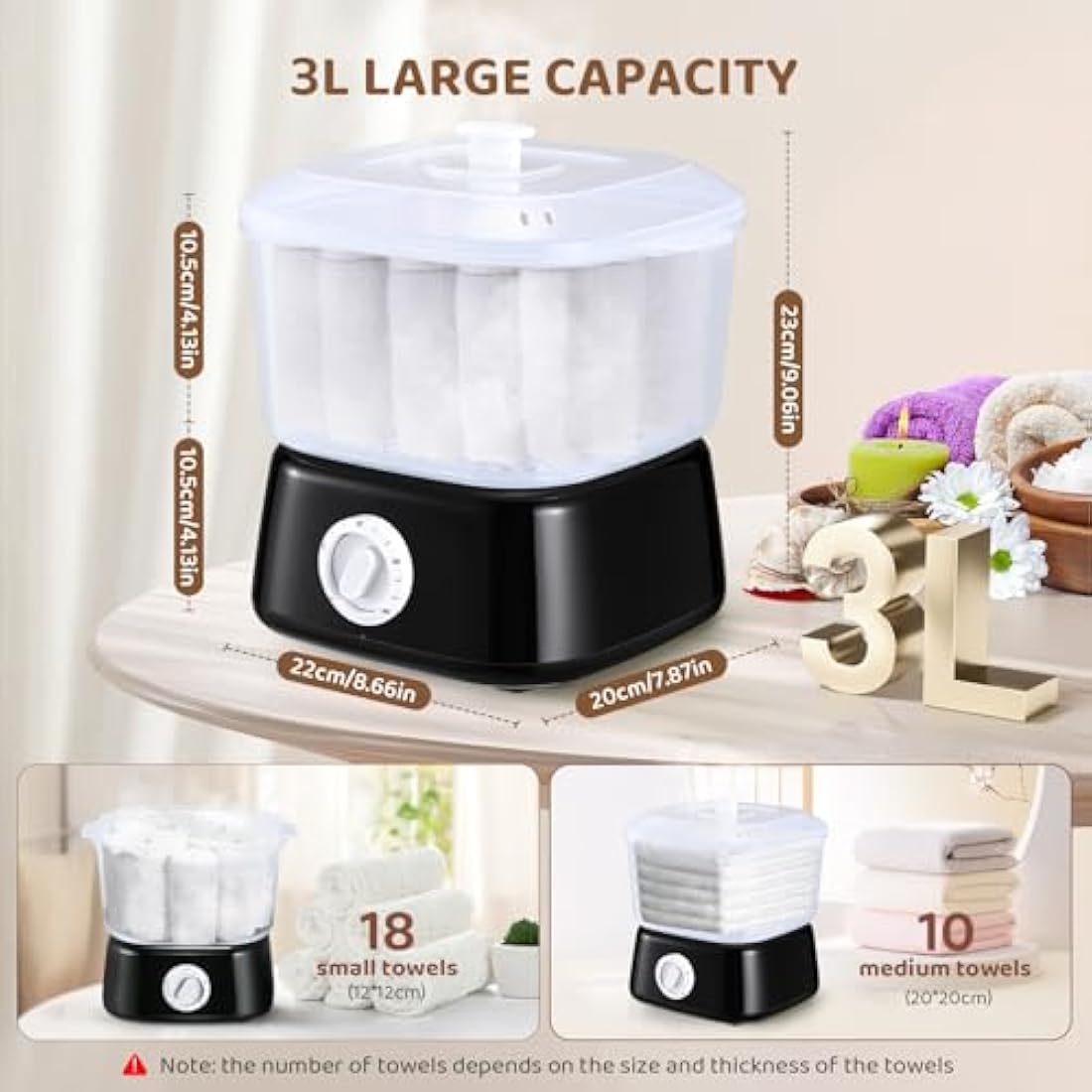 SenDeluz 3L Towel Warmer & Steamer | Fast Heating Spa Salon Heater