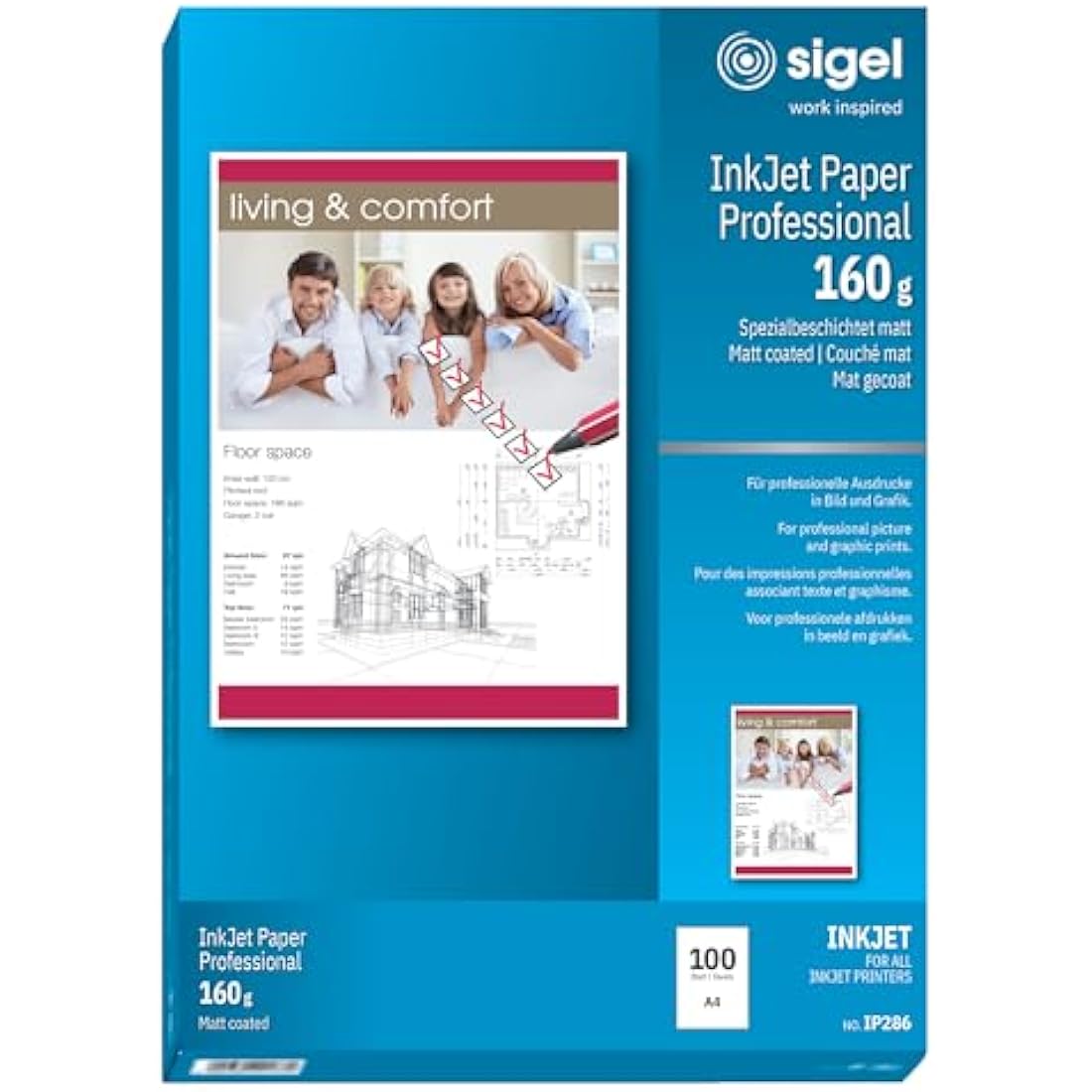 Sigel InkJet Paper A4 | 160 gsm Coated White Photo Paper, 100 Sheets
