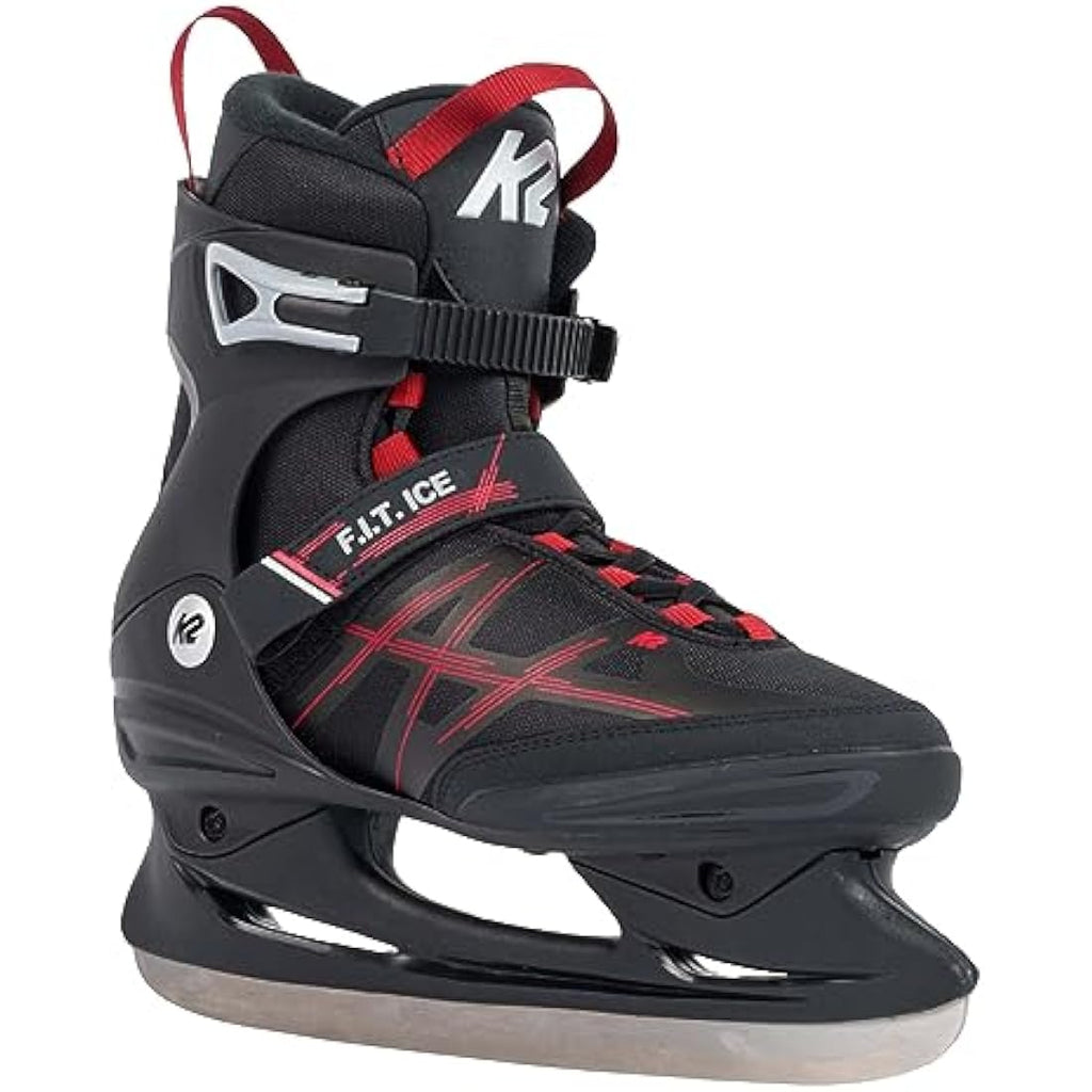 K2 F.I.T. Ice Skates – Men's Recreational Winter Skates, Black/Red