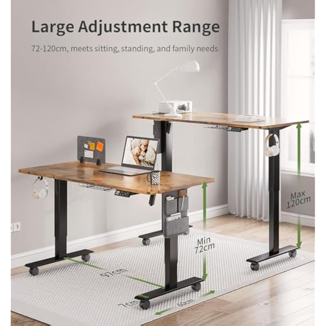MAIDeSITe Electric Height Adjustable Standing Desk – 120x60cm Carbon Steel
