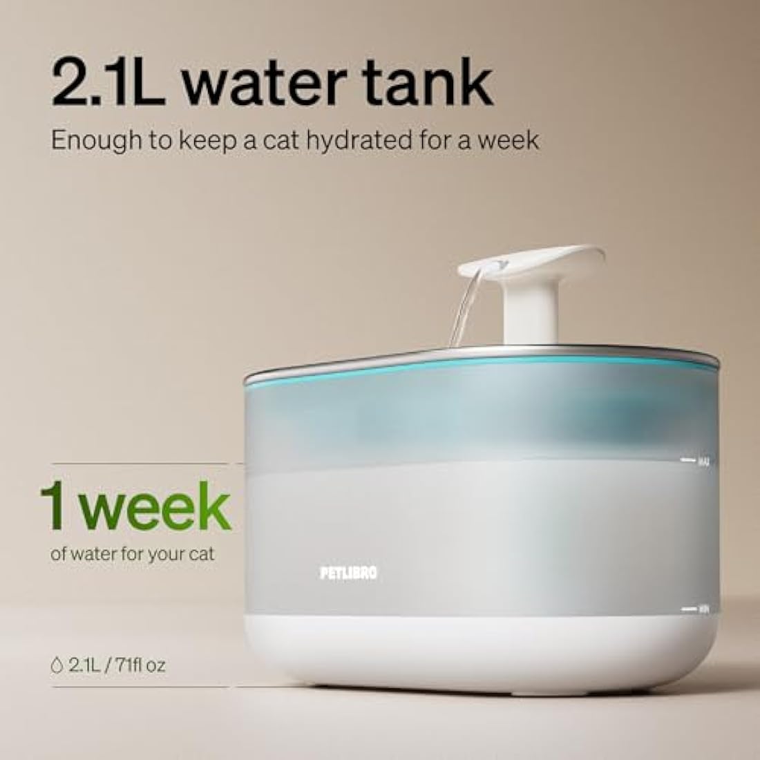 PETLIBRO Cat Water Fountain | 2.1L Ultra Quiet Stainless Steel Pet Fountain