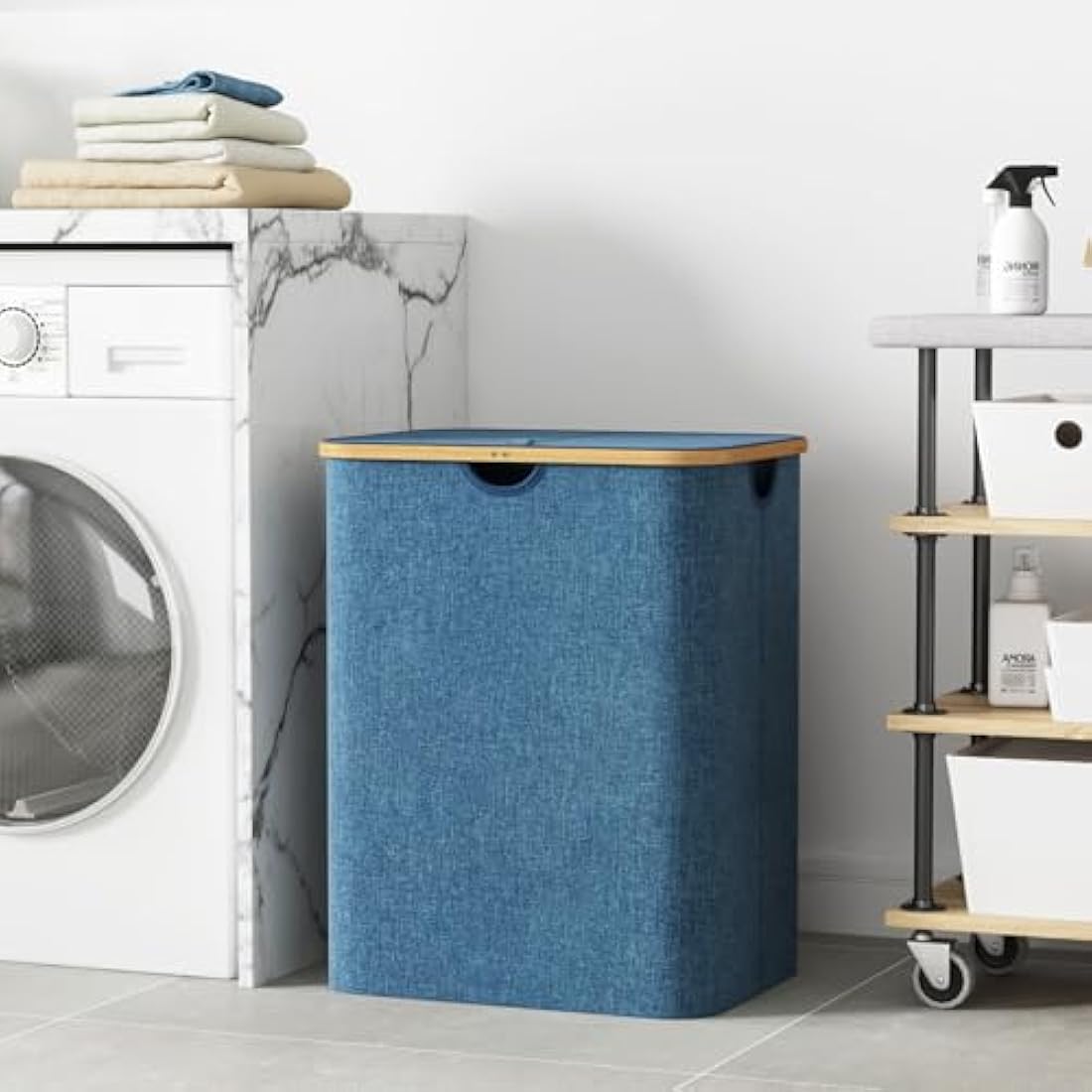 Lifewit 120L Laundry Basket with Lid | Foldable Bamboo Handle Hamper