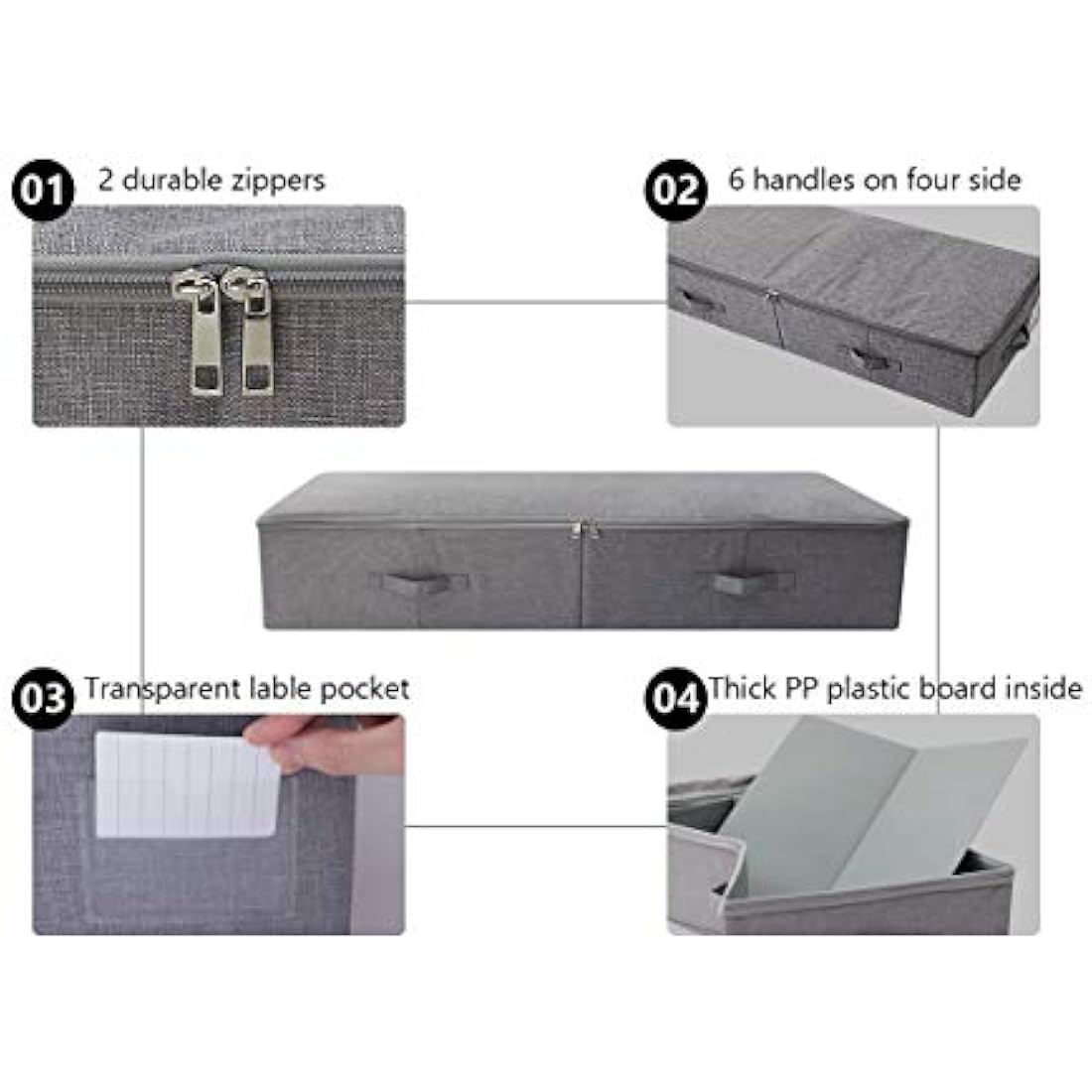 Amonsen Underbed Shoe Storage Organizer with Zip Lid - Dark Gray