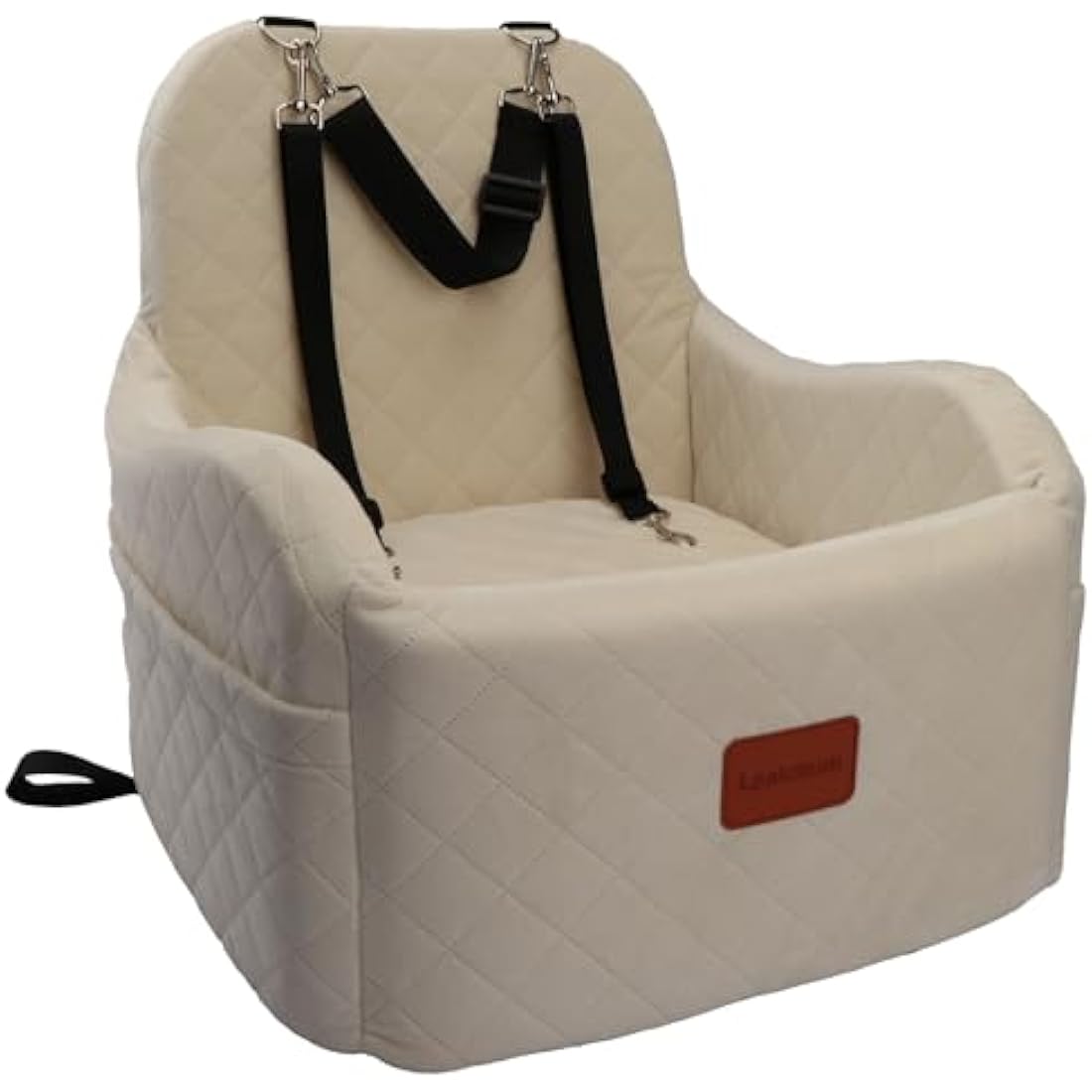 Lealchum Dog Booster Car Seat | Washable Memory Foam Pet Bed - Beige
