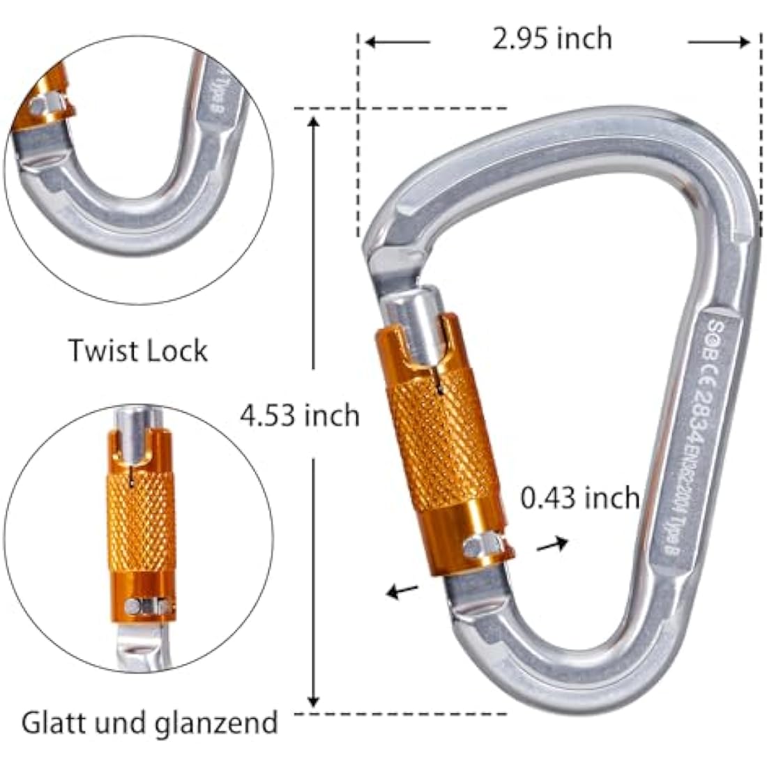 Auto Locking Climbing Carabiner | 22KN Aircraft Aluminum