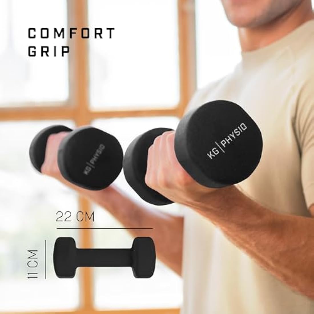 KG Physio Neoprene Dumbbells Set – Anti-Roll Cast Iron Hand Weights