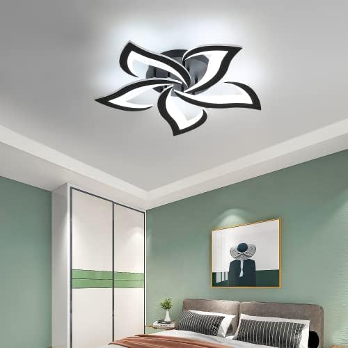 Comely Modern Flower LED Ceiling Light | 60W Petal Chandelier - Black