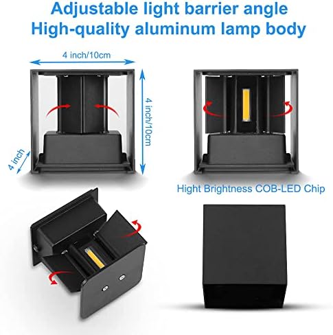 CANMEIJIA LED Outdoor Wall Lights | 12W IP65 Waterproof Aluminum – 4 Pack