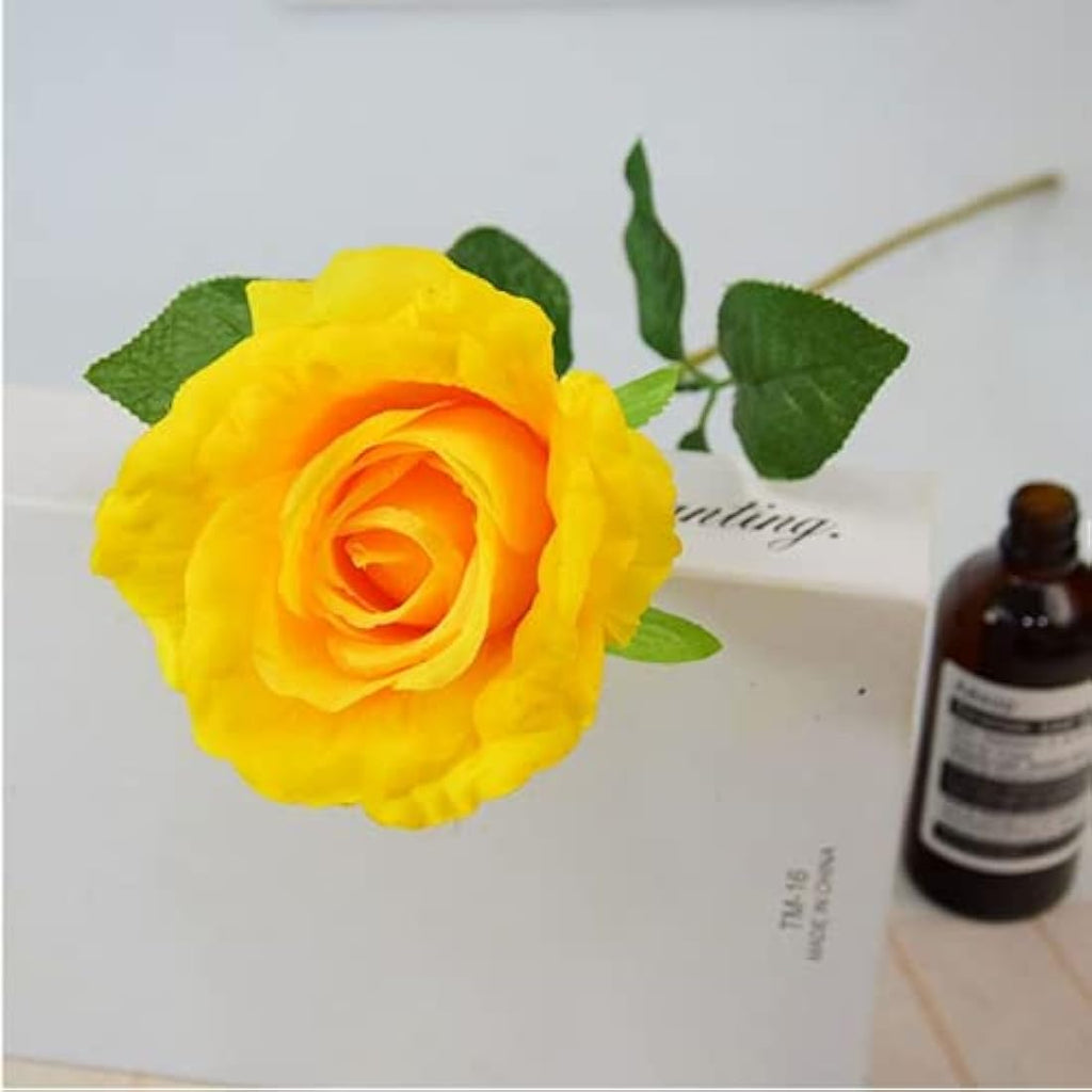25 Pcs Artificial Silk Rose Flower Heads for DIY - Yellow