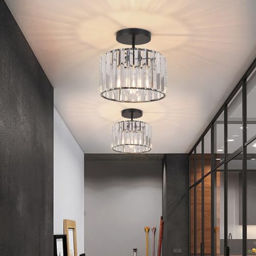 ZYDTRIP Crystal Ceiling Light – Modern Rose Gold Semi Flush Mount Lamp