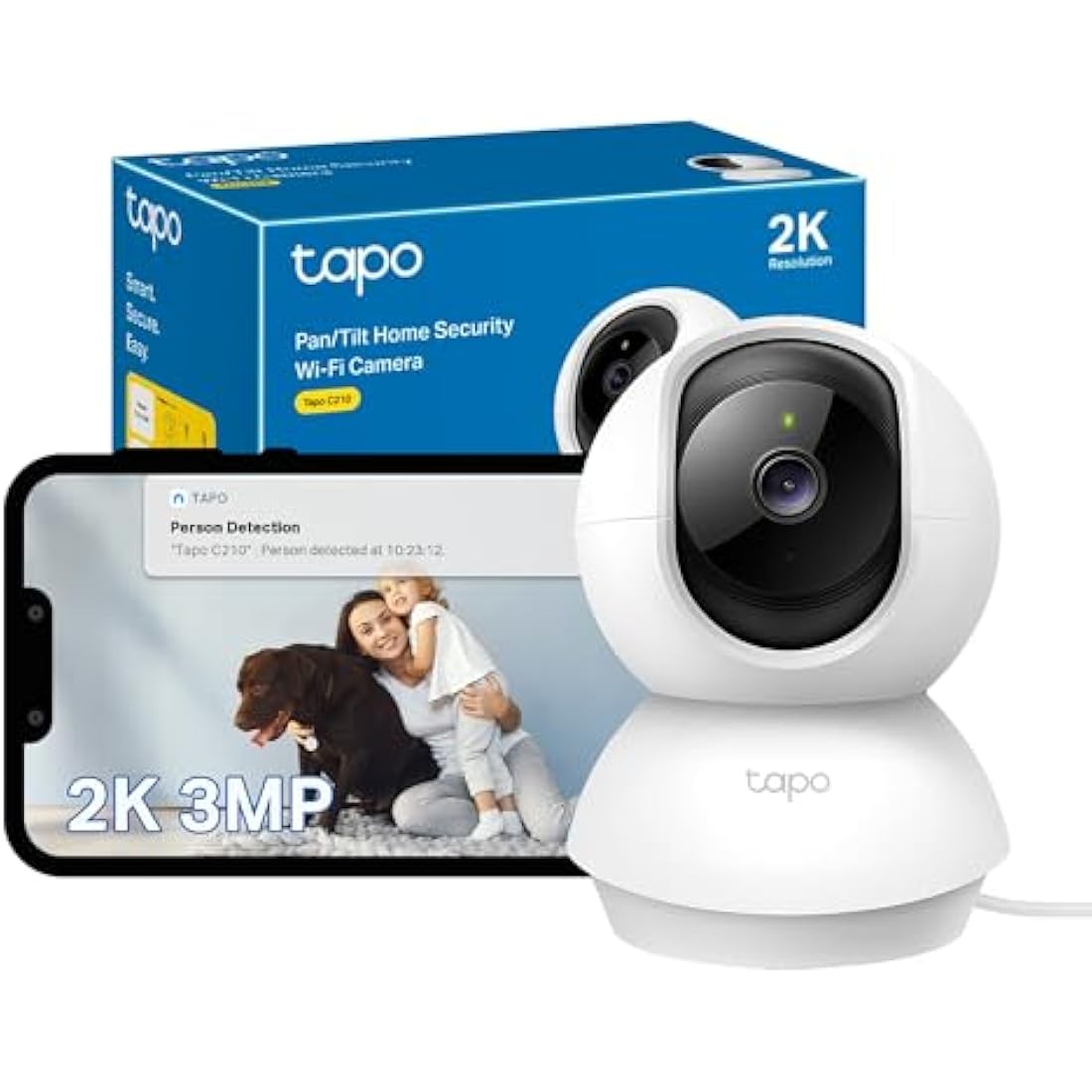 Tapo C210 2K 3MP Pan/Tilt Indoor Security Camera with Night Vision