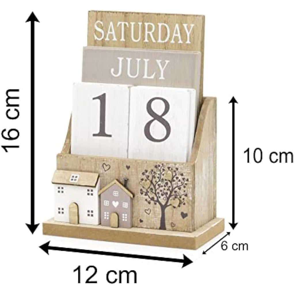 Shabby Chic Wooden Perpetual Calendar | Desktop Flip Calendar