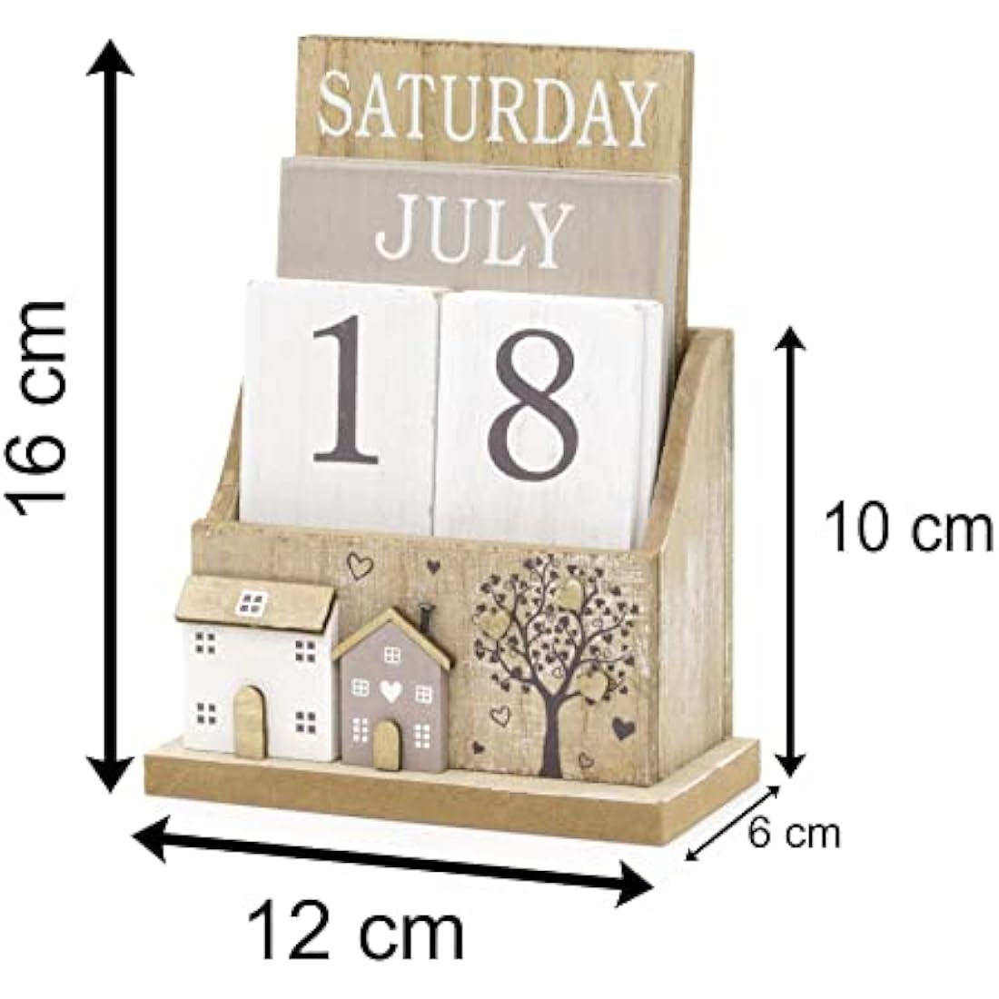 Shabby Chic Wooden Perpetual Calendar | Desktop Flip Calendar