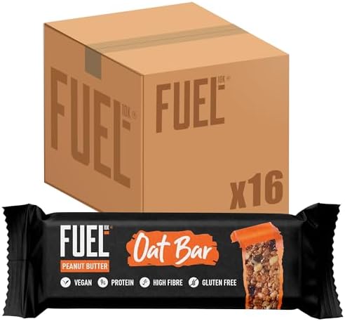 FUEL10K Peanut Butter Oat Bars | High Protein Vegan Snacks | 16 x 45g
