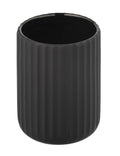 WENKO Belluno Toothbrush Holder – Matte Black Ribbed Ceramic Mug