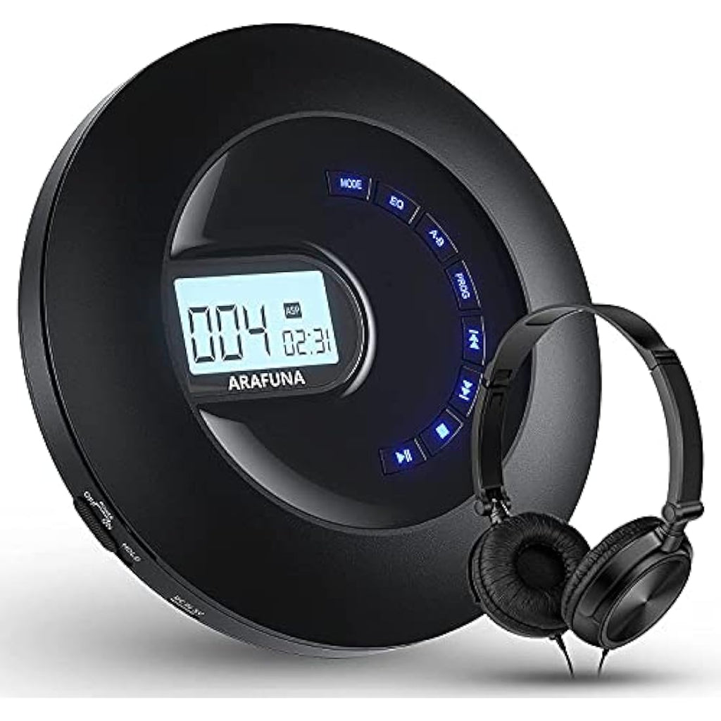 ARAFUNA Portable CD Player – Rechargeable HIFI Audio with Anti-Skip & AUX