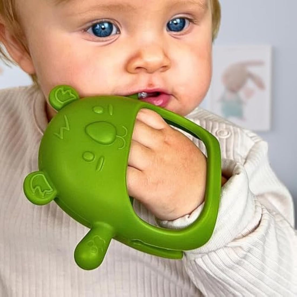 Infatot Silicone Baby Teething Mitten 2-Pack – Food Grade Teether, Jade Green