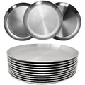 WANBY 304 Stainless Steel Plates | 9-Inch Unbreakable Metal Dishes (10 Pcs)