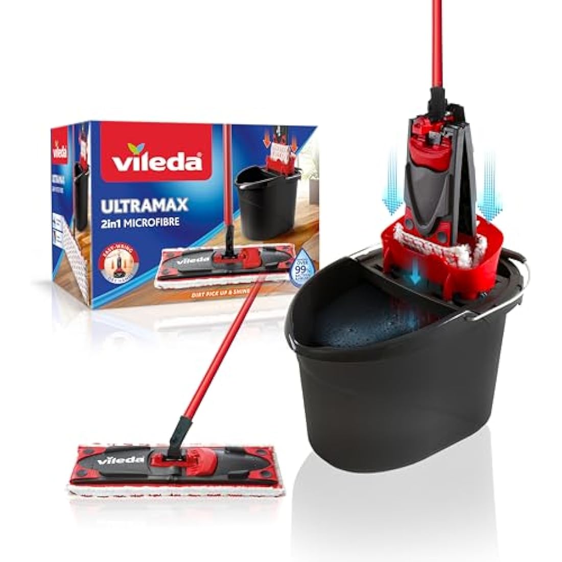 Vileda UltraMax Flat Mop and Bucket Set – Microfibre Floor Cleaner